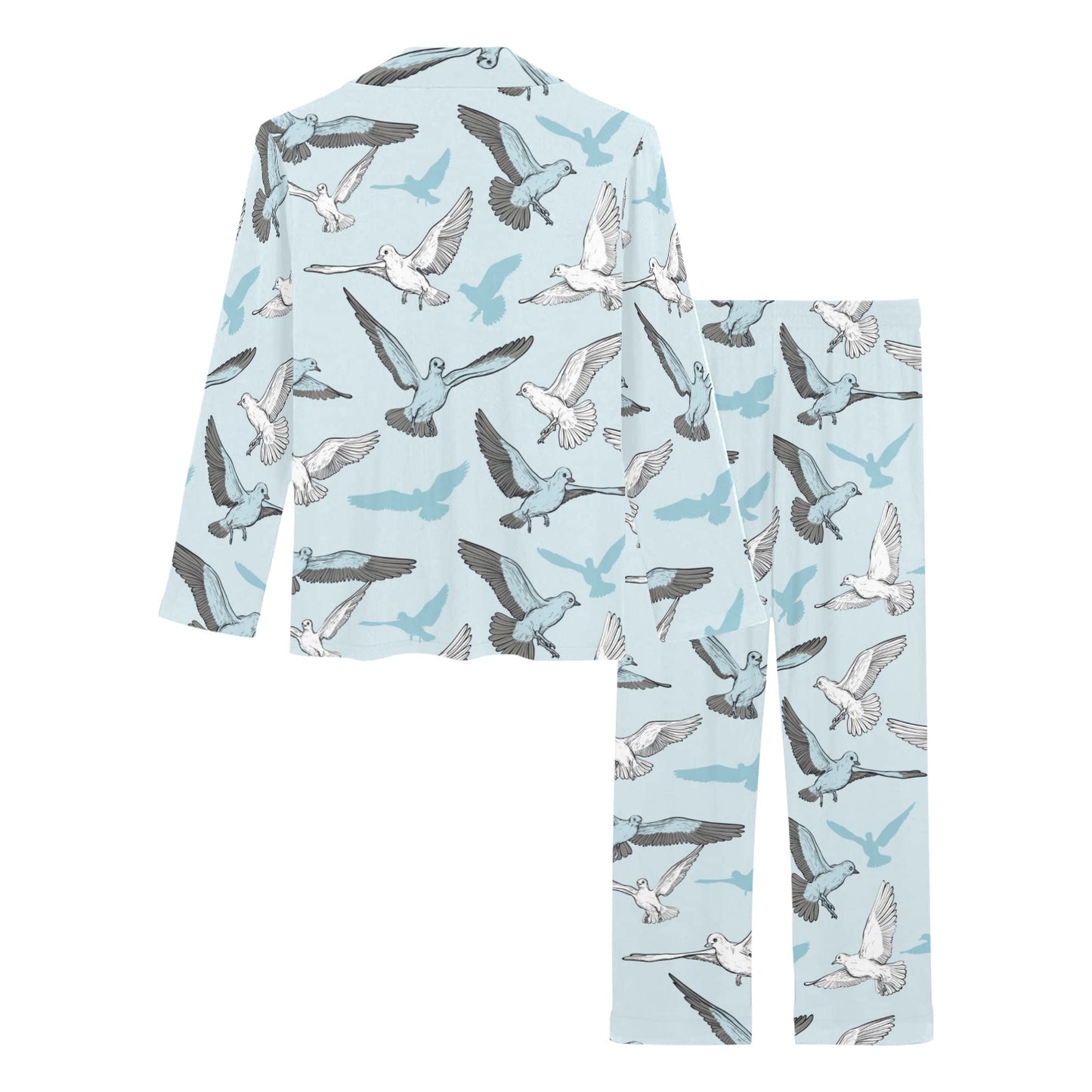 Pigeon Pattern Print Design 03 Women's Long Pajama Set