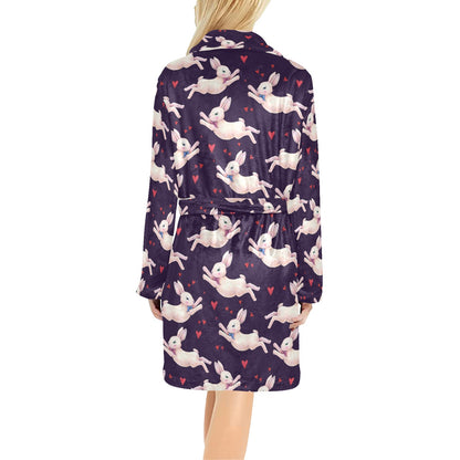 Rabbit Pattern Print Design RB016 Women's Fleece Robe