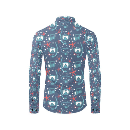 Scuba Equipment Print Design LKS302 Men's Long Sleeve Dress Shirt