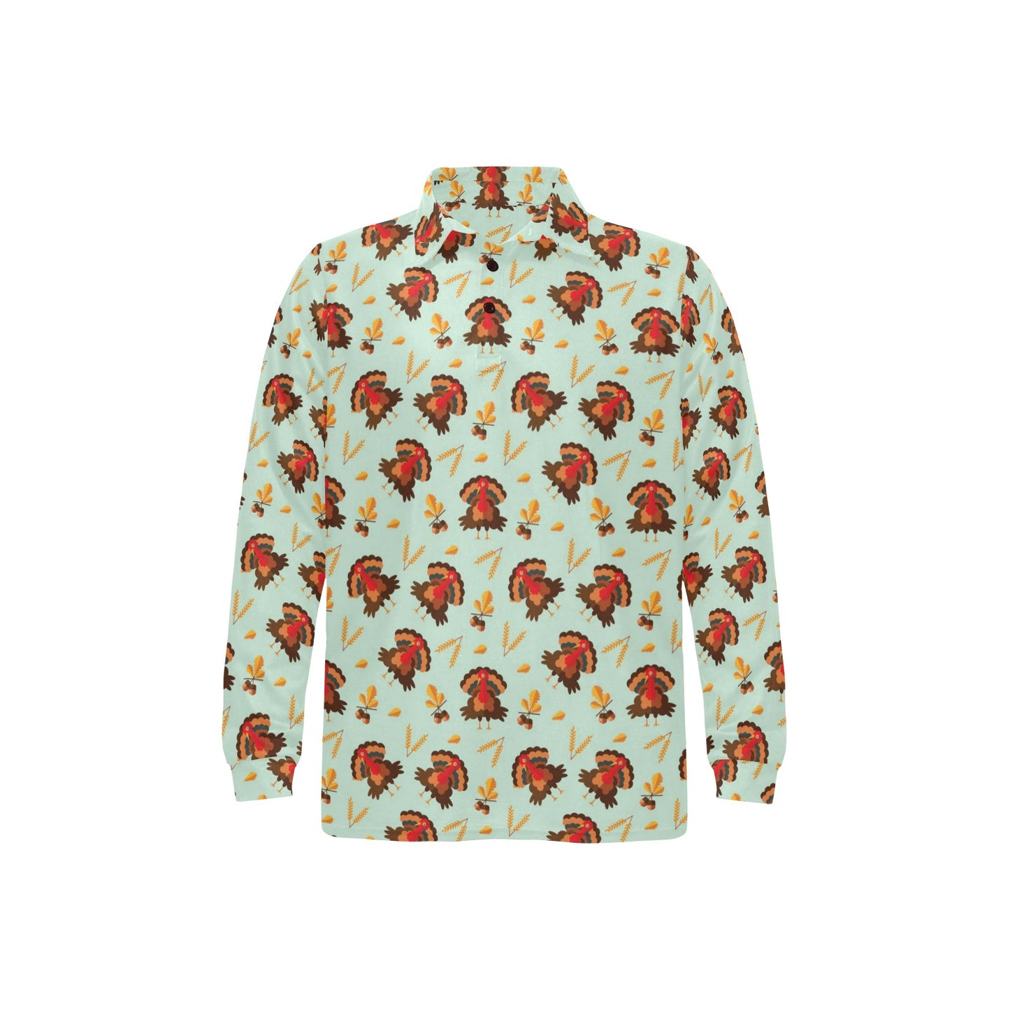 Thanksgiving Print Design LKS309 Long Sleeve Polo Shirt For Men's