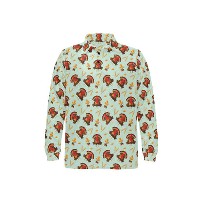 Thanksgiving Print Design LKS309 Long Sleeve Polo Shirt For Men's