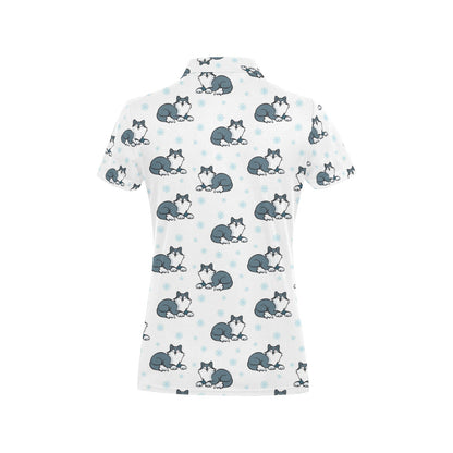 Alaskan Malamute Pattern Print Design 03 Women's Polo Shirt
