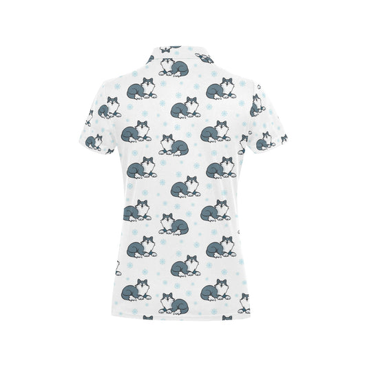 Alaskan Malamute Pattern Print Design 03 Women's Polo Shirt