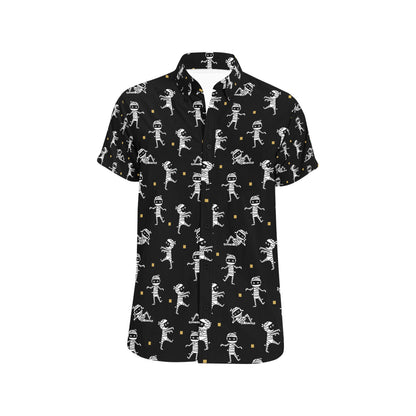 Mummy Cute Print Design LKS301 Men Short Sleeve Button Up Shirt