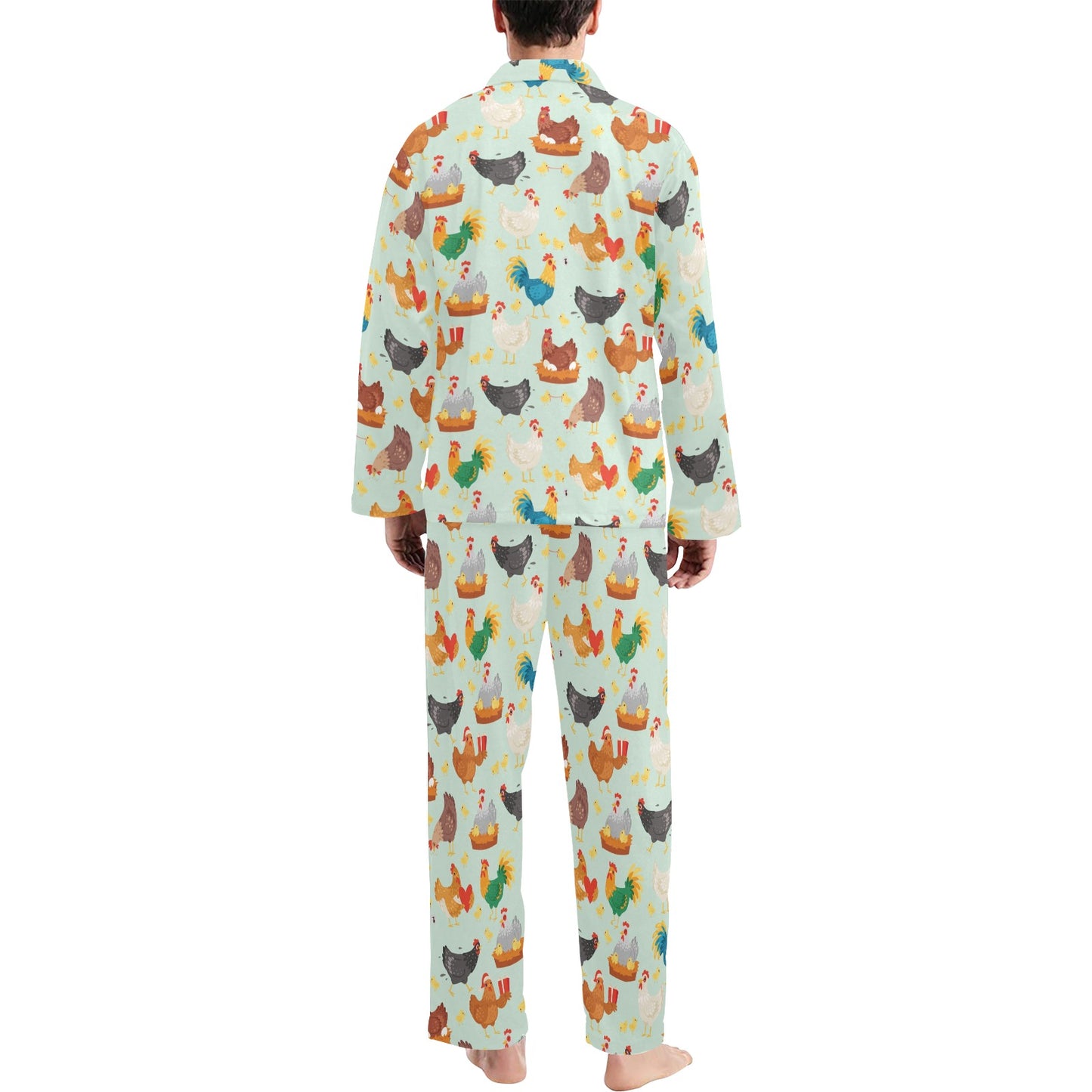 Chicken Pattern Print Design 07 Men's Long Pajama Set