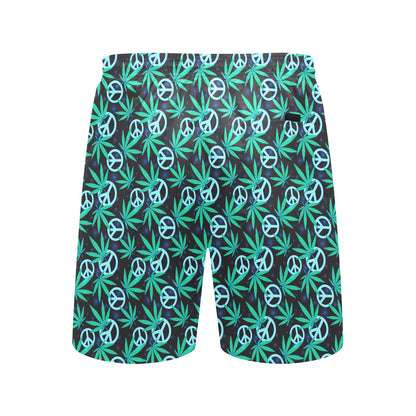 Peace Sign Themed Design Print Men's Swim Trunks Beach Shorts