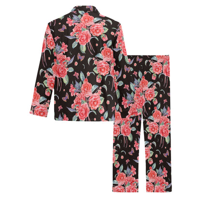 Camellia Pattern Print Design CM03 Men's Long Pajama Set