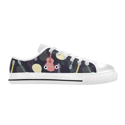 Acoustic Guitar Print Design LKS401 Women's White Low Top Shoes