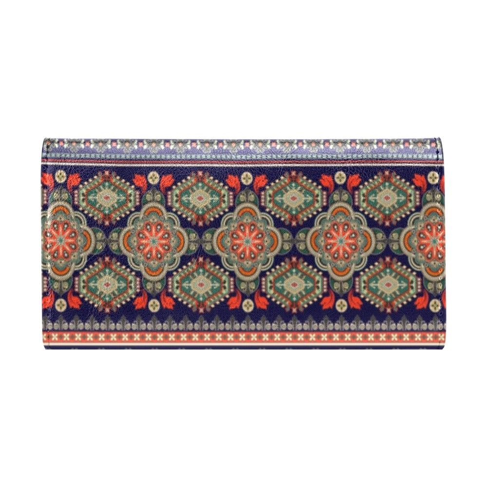 Ethnic Geometric Print Pattern Women's Trifold Wallet