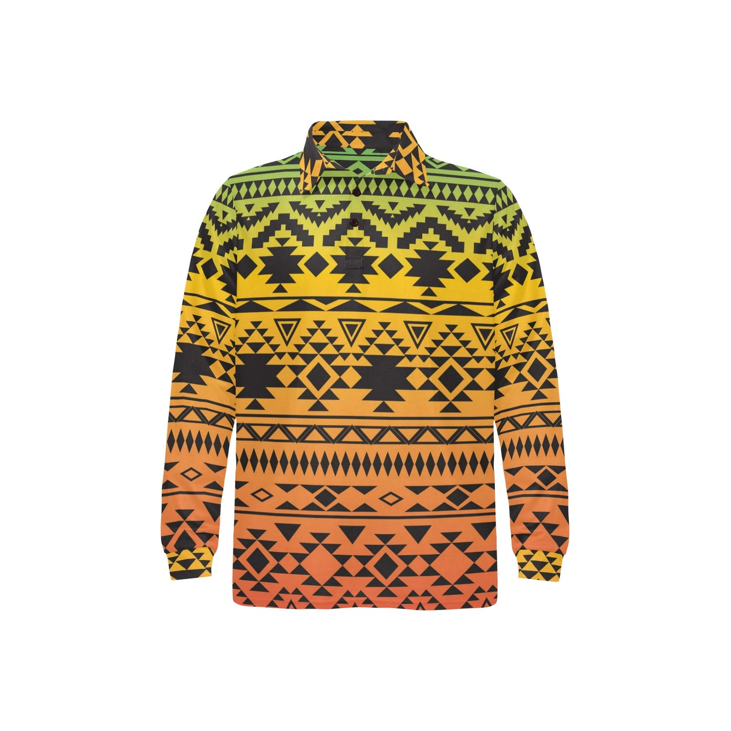 Rastafarian Pattern Print Design A04 Long Sleeve Polo Shirt For Men's