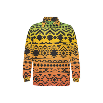 Rastafarian Pattern Print Design A04 Long Sleeve Polo Shirt For Men's