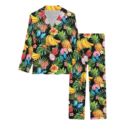 Tropical Fruits Pattern Print Design TF04 Women's Long Pajama Set