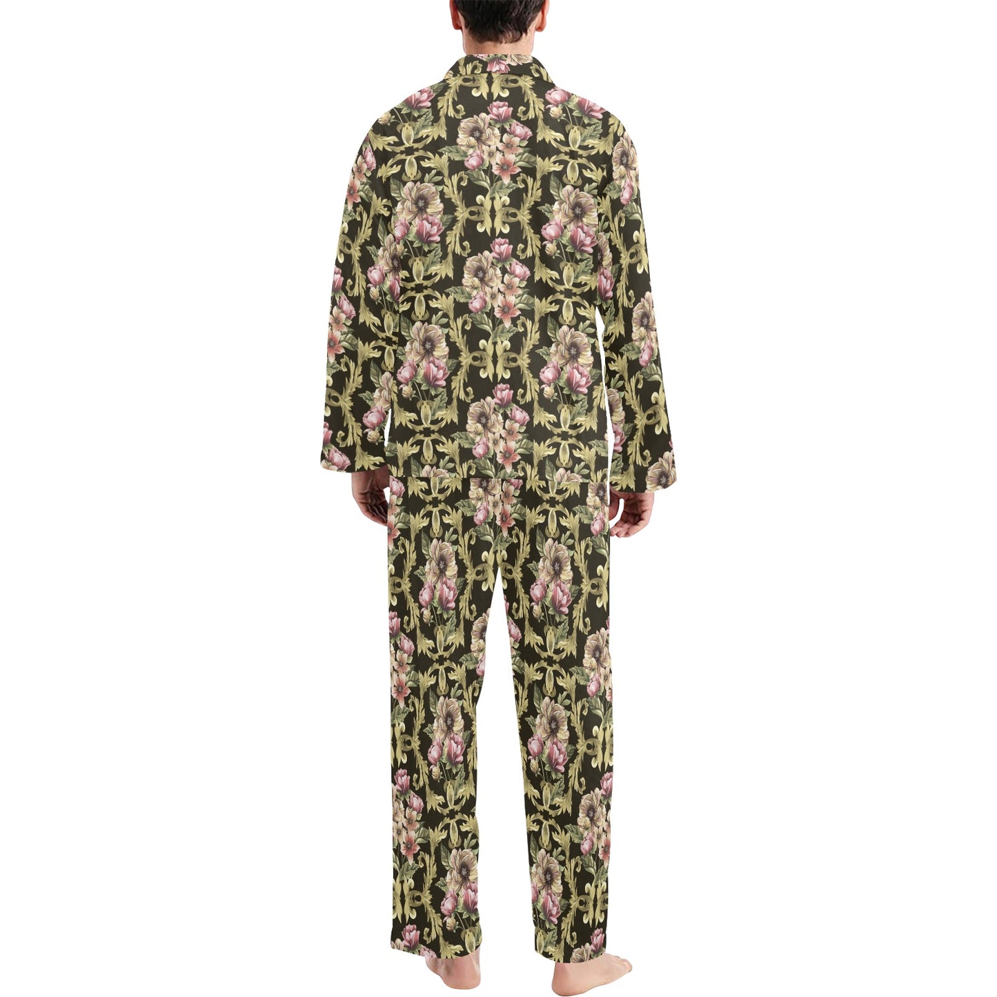 Baroque Pattern Print Design 02 Men's Long Pajama Set
