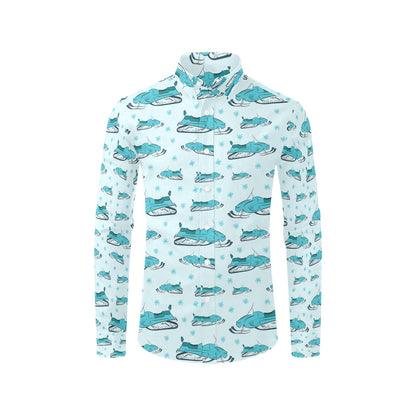 Snowmobile Print Design LKS301 Men's Long Sleeve Dress Shirt