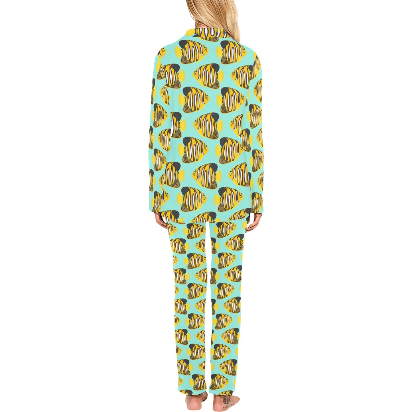 Angelfish Print Design LKS402 Women's Long Pajama Set