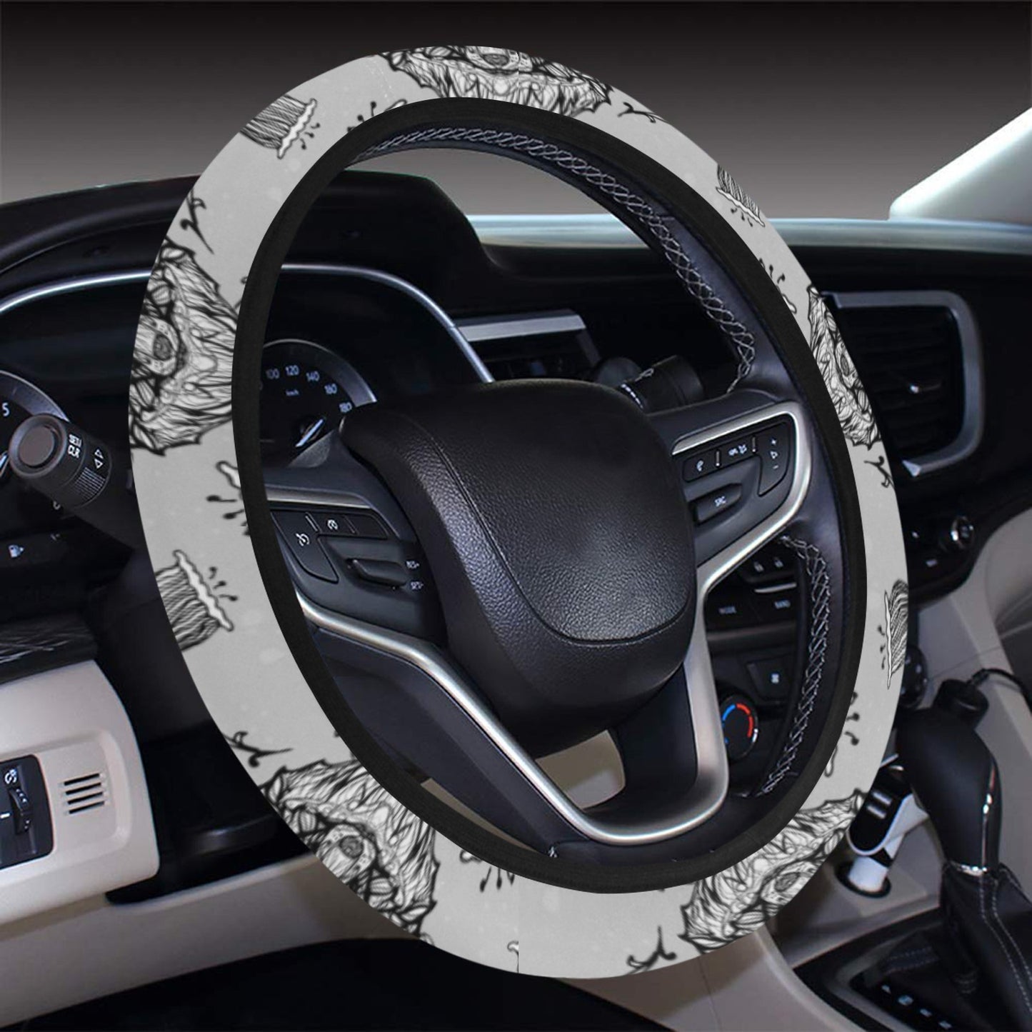 Tribal Pattern Print Design LKS306 Steering Wheel Cover with Elastic Edge