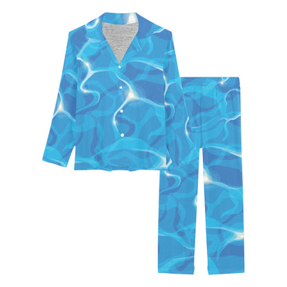 Ocean Reflex Pattern Print Design A02 Women's Long Pajama Set