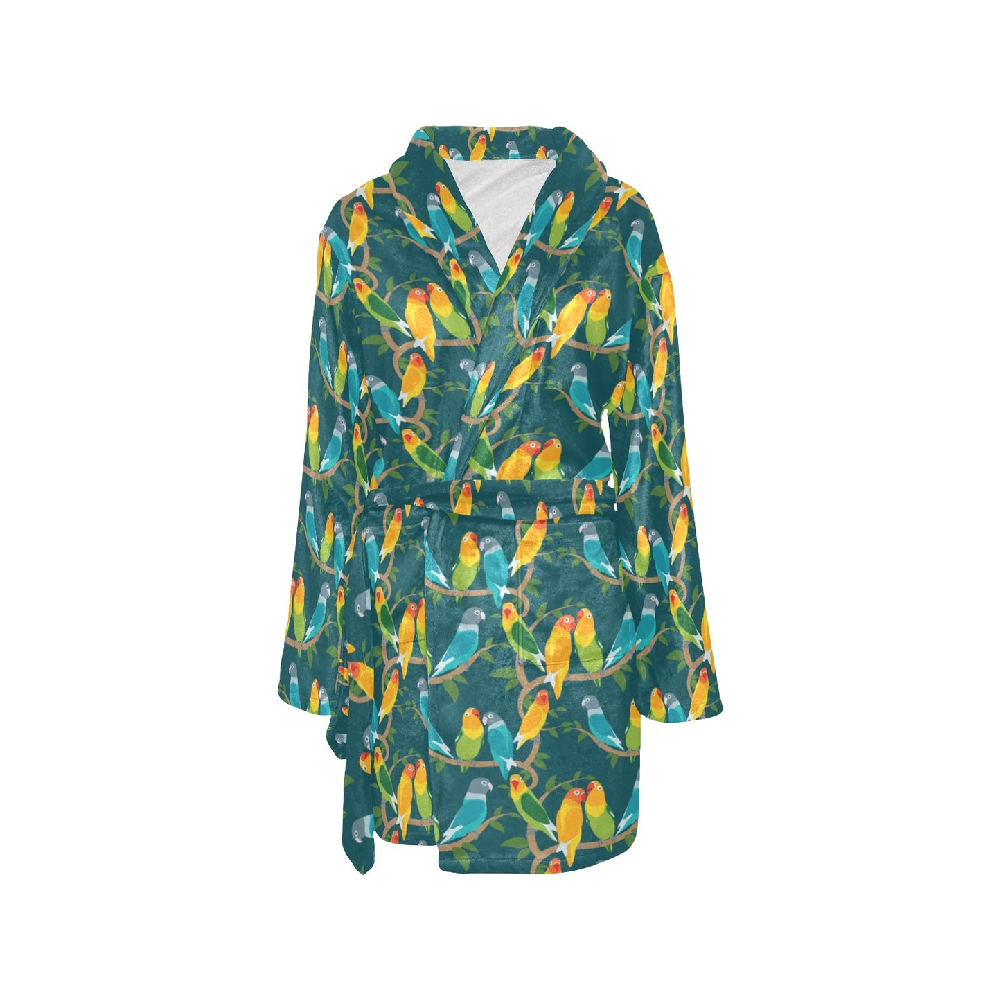 Lovebird Pattern Print Design 02 Women's Fleece Robe