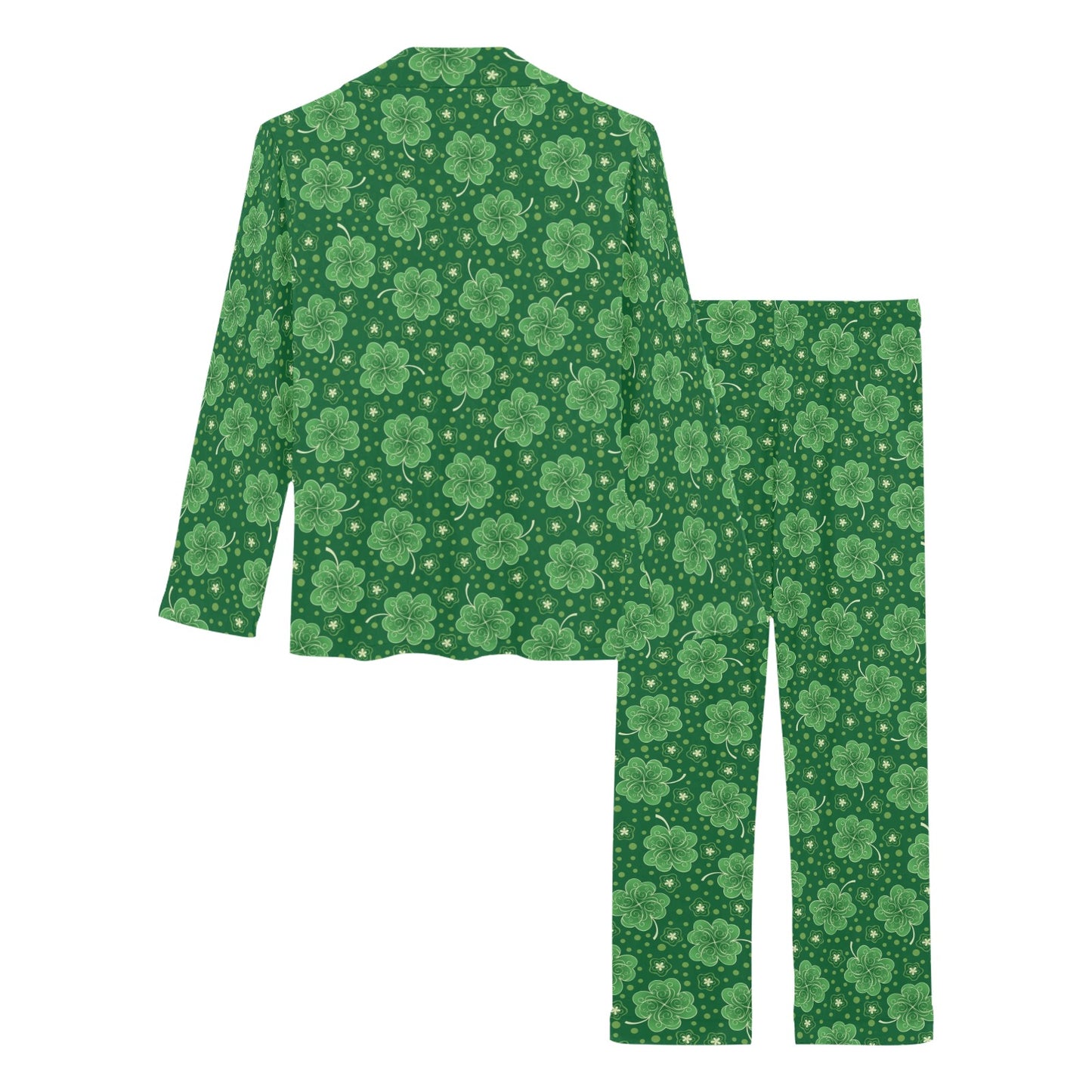Shamrock Design Print Women's Long Pajama Set