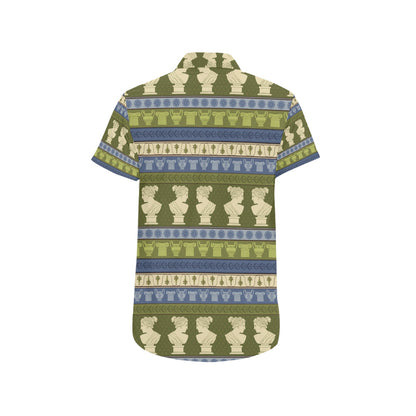 Ancient Greek Statue Print Design LKS301 Men Short Sleeve Button Up Shirt