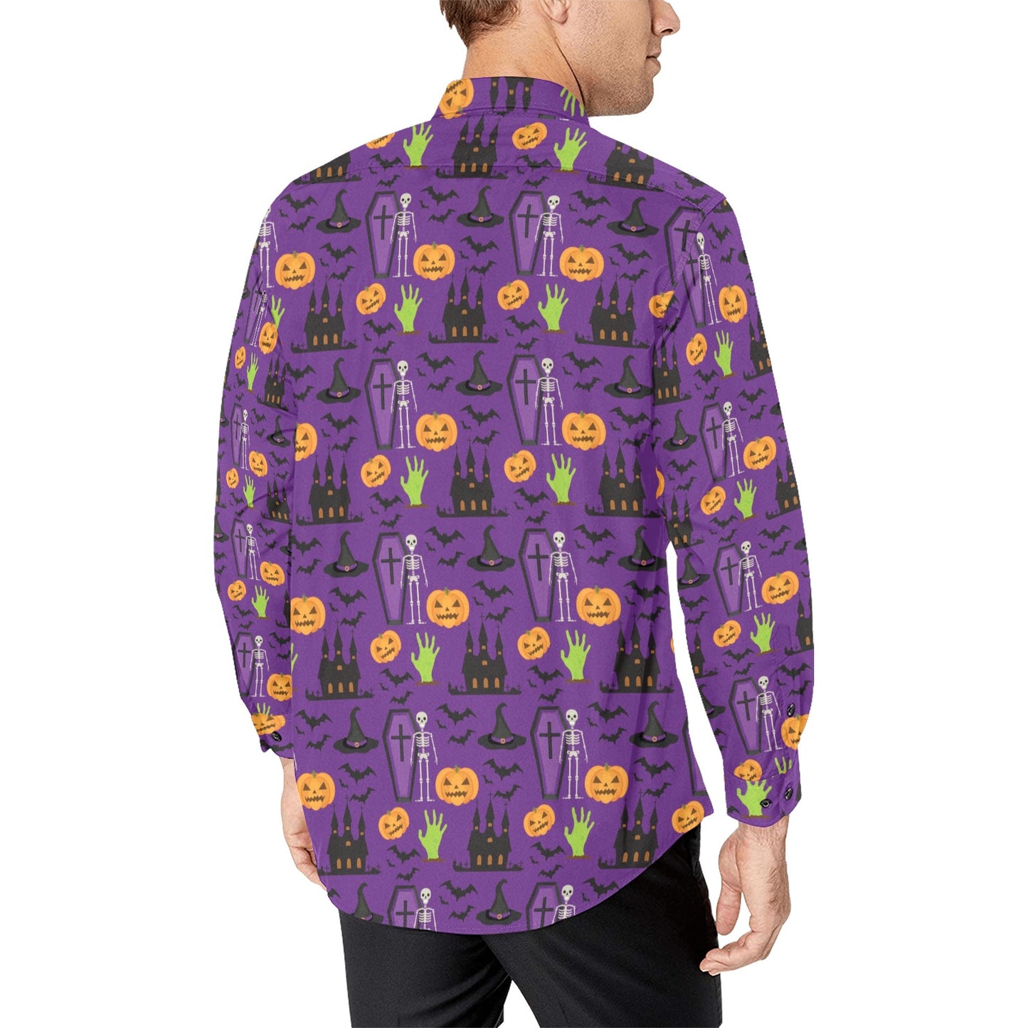 Halloween Print Design LKS403 Men's Long Sleeve Dress Shirt