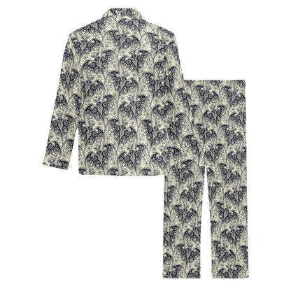 Bat Tribal Pattern Print Design 06 Men's Long Pajama Set