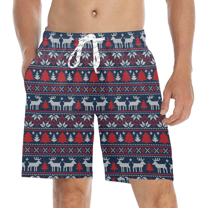 Reindeer Print Design LKS405 Men's Swim Trunks Beach Shorts