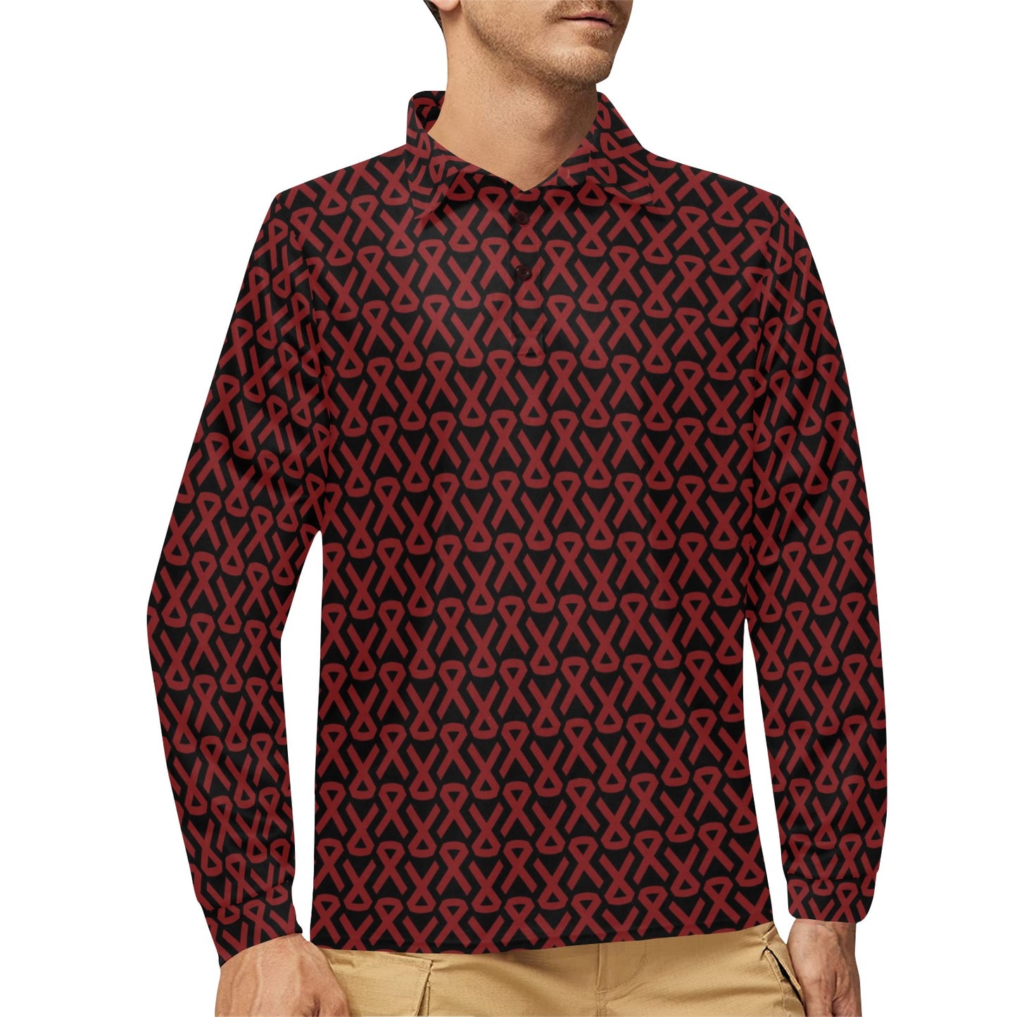 Multiple myeloma Pattern Print Design A01 Long Sleeve Polo Shirt For Men's