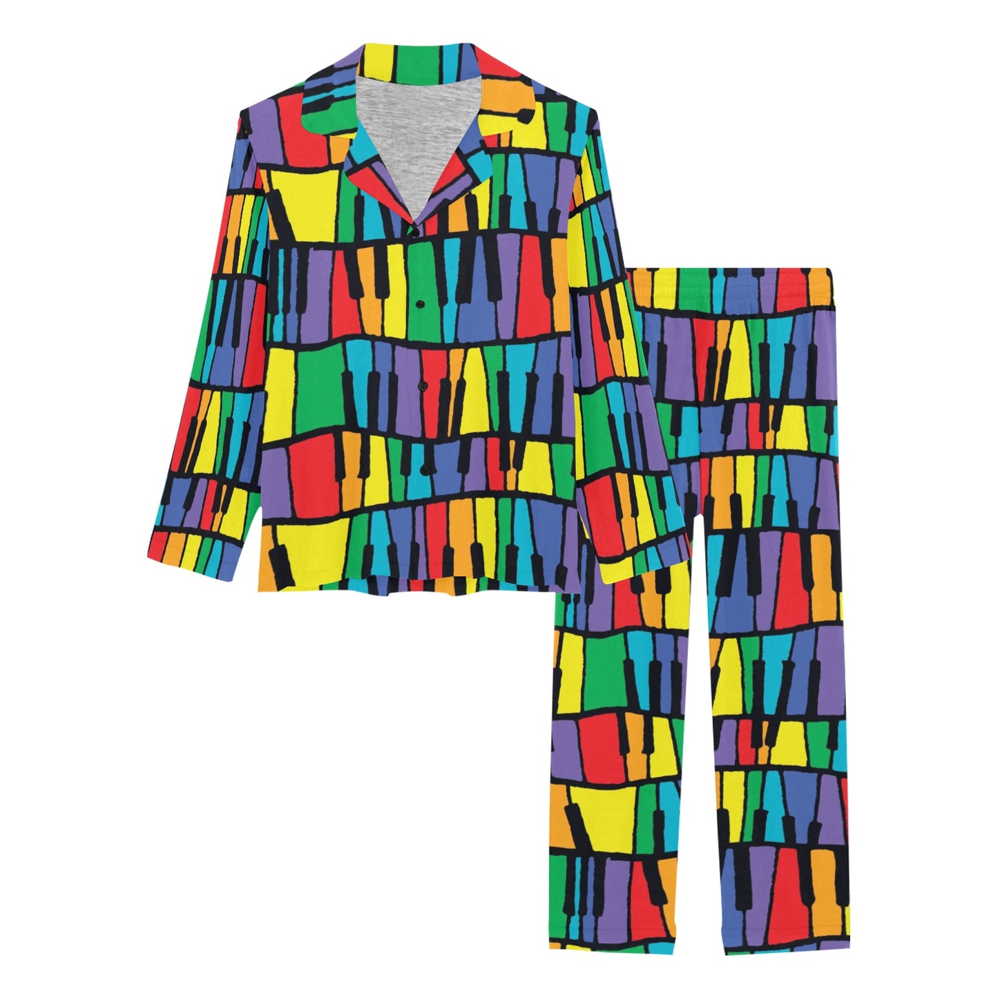 Piano Print Design LKS402 Women's Long Pajama Set