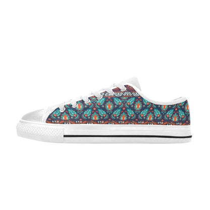 Suzani Print Design LKS302 Women's White Low Top Shoes