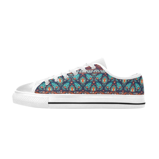 Suzani Print Design LKS302 Women's White Low Top Shoes