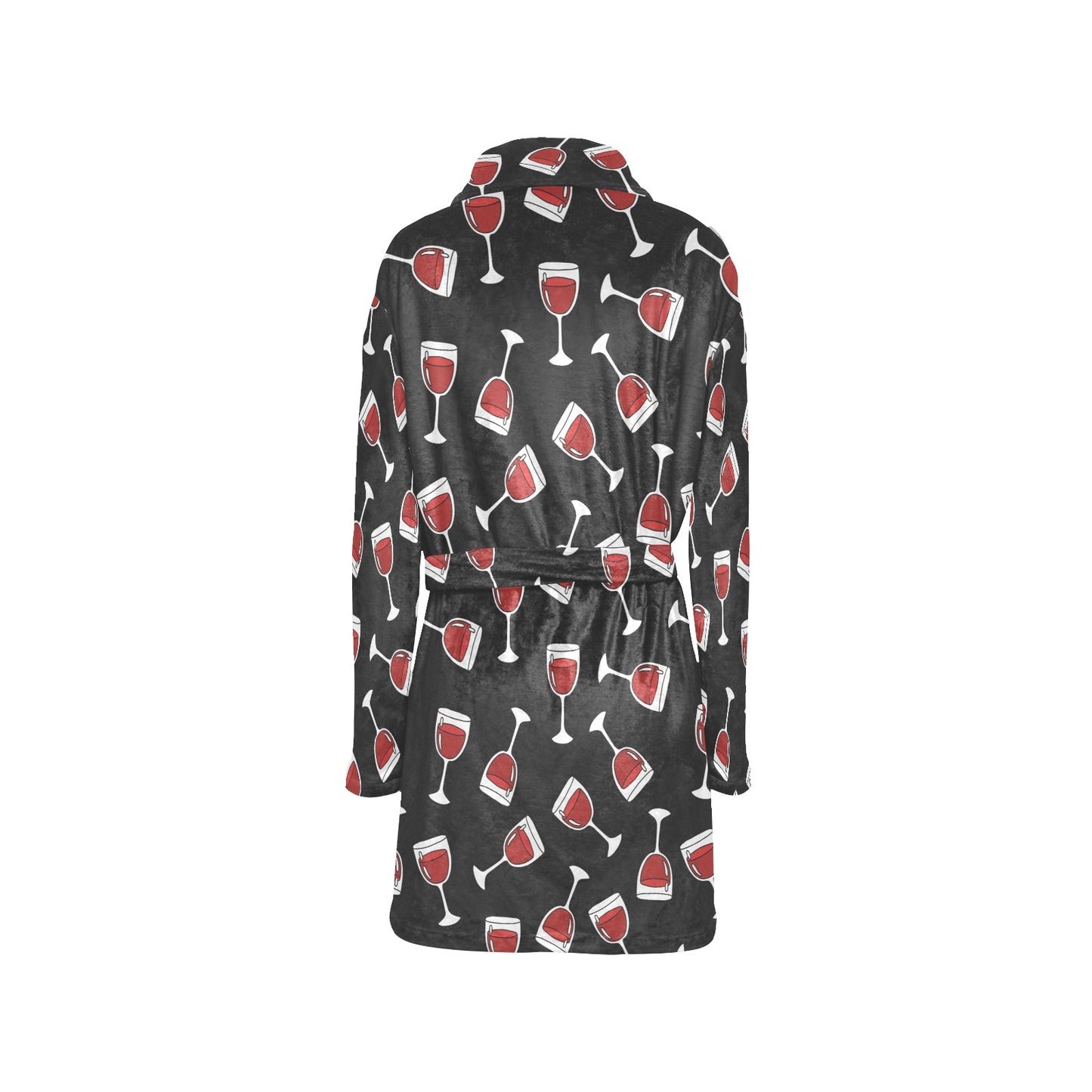 Wine Glass Print Design LKS303 Women's Fleece Robe