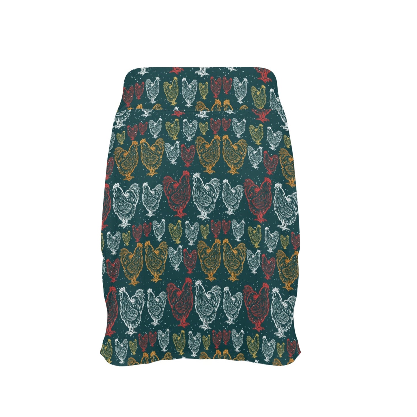 Rooster Hand Draw Design 17" Golf & Pickleball Skort with Pockets