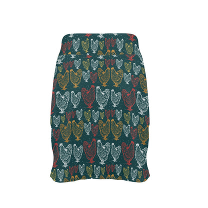 Rooster Hand Draw Design 17" Golf & Pickleball Skort with Pockets