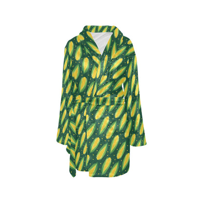 Corn Pattern Print Design 03 Women's Fleece Robe