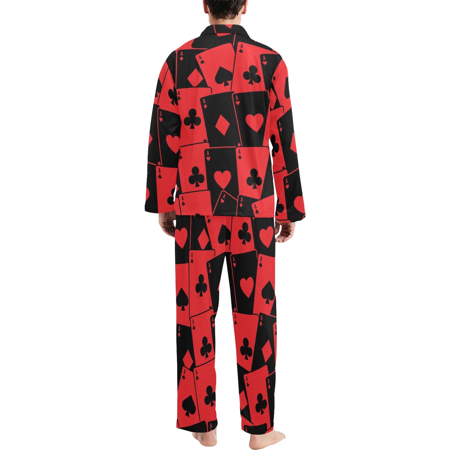 Poker Cards Pattern Print Design A01 Men's Long Pajama Set