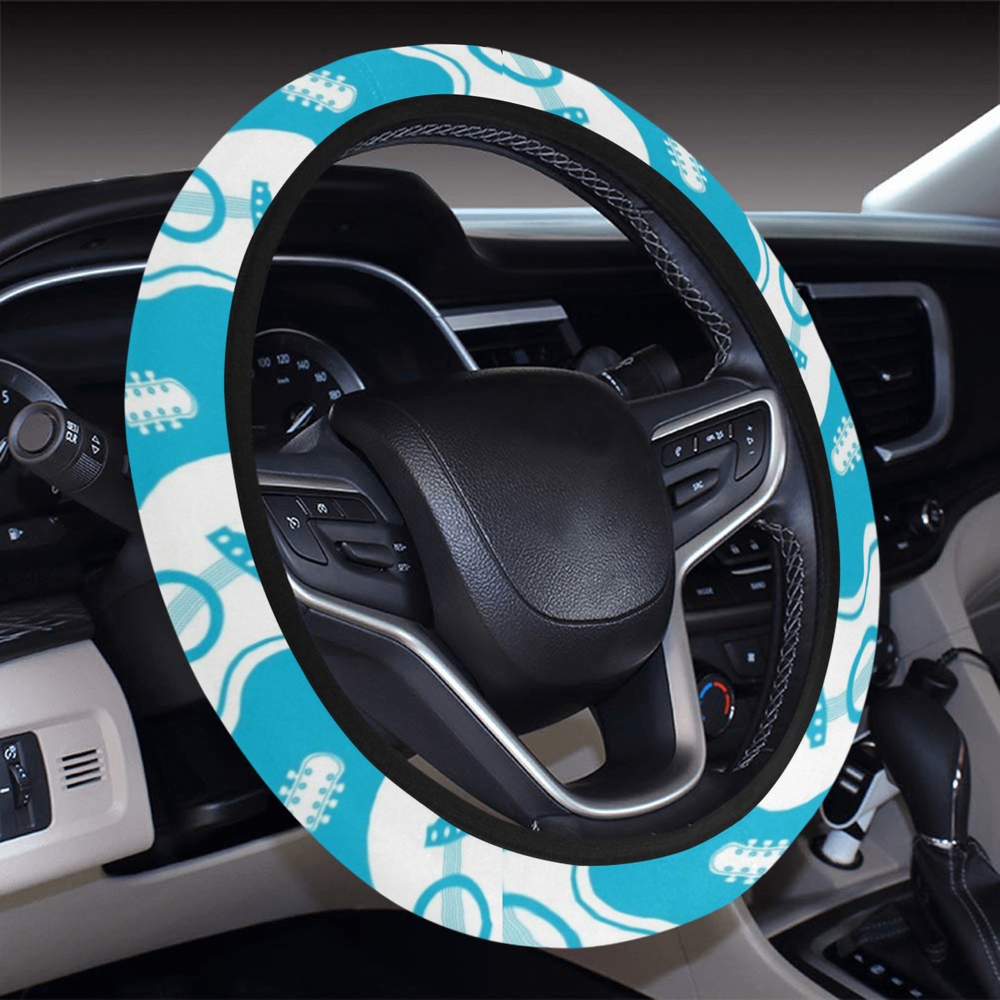 Acoustic Guitar Print Design LKS404 Steering Wheel Cover with Elastic Edge