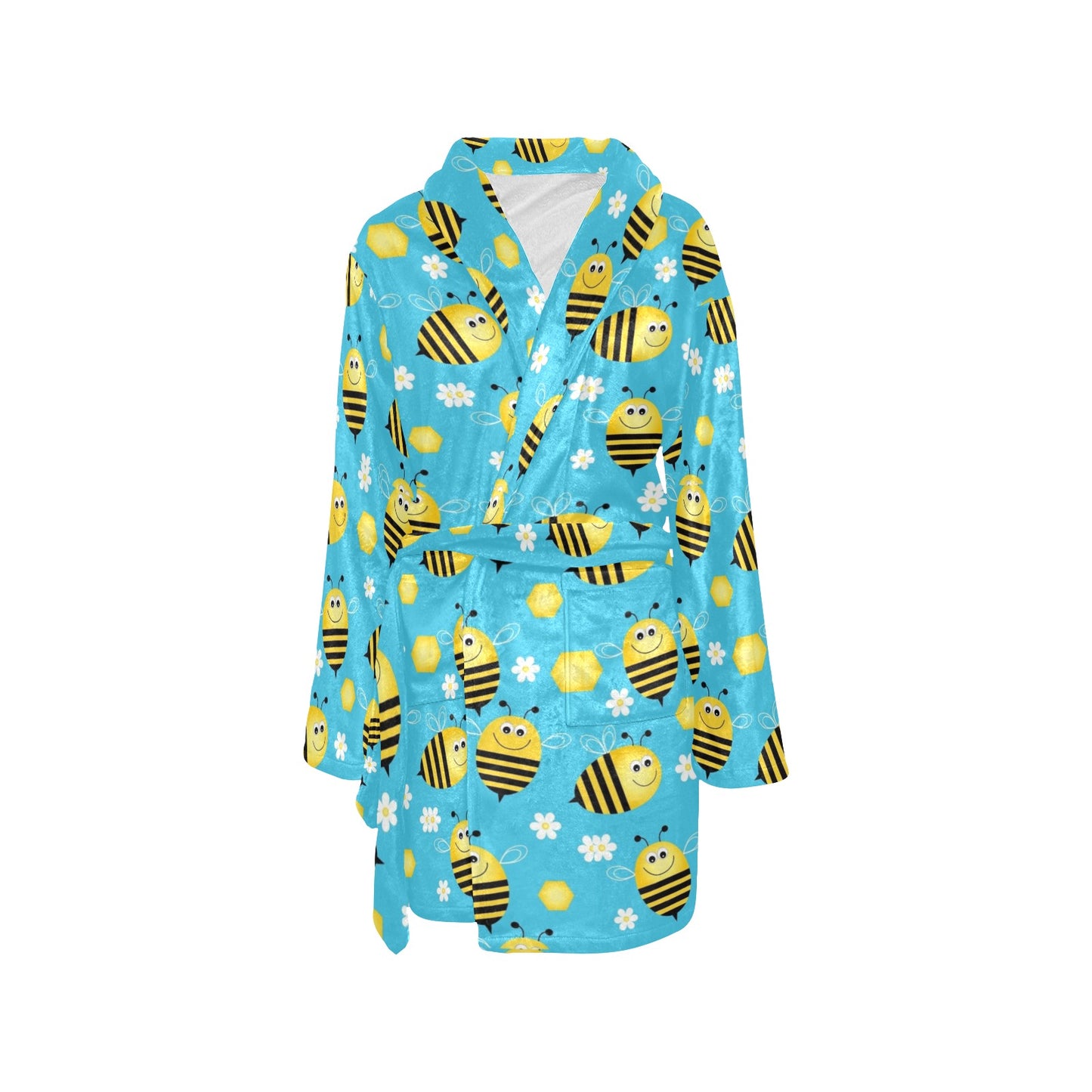 Bee Pattern Print Design BEE06 Women's Fleece Robe