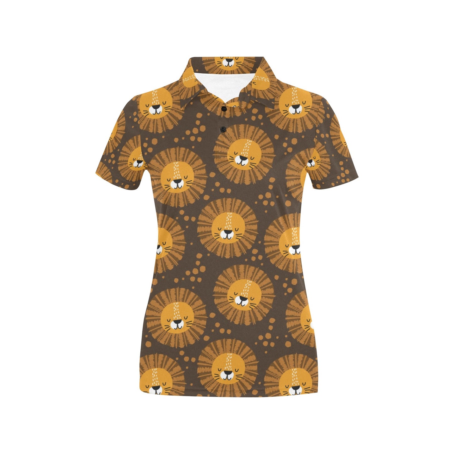 Lion Cartoon Pattern Print Design 01 Women's Polo Shirt