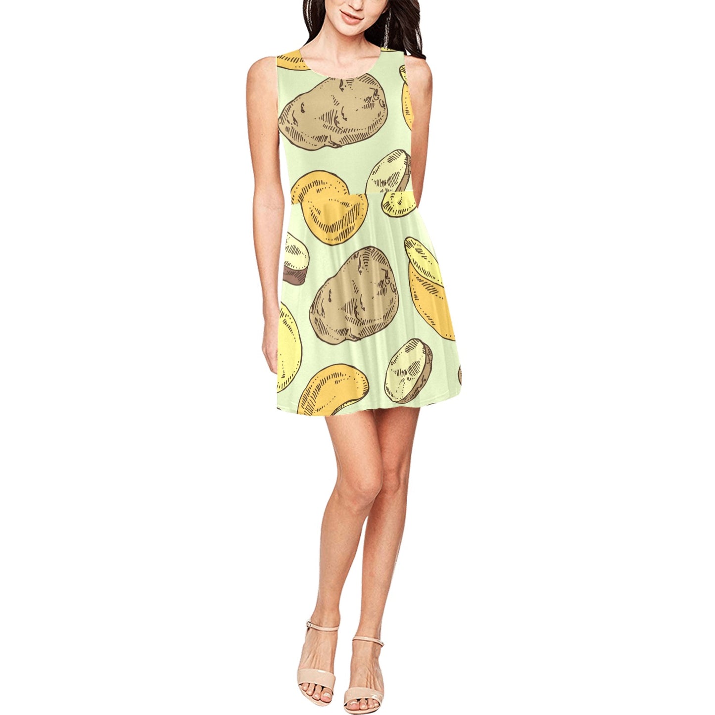 Potato Pattern Print Design A03 Sleeveless Dress