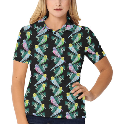 Budgerigar Pattern Print Design 03 Women's Polo Shirt