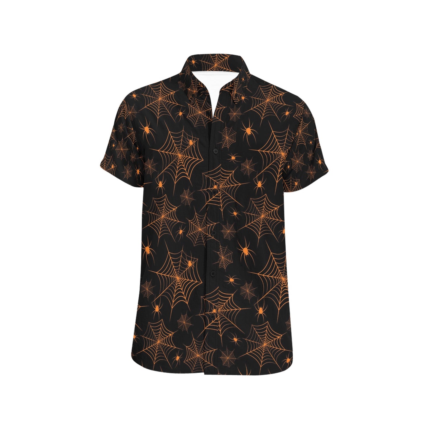 Spider Web Print Design LKS306 Men Short Sleeve Button Up Shirt