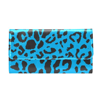 Cheetah Blue Print Pattern Women's Trifold Wallet