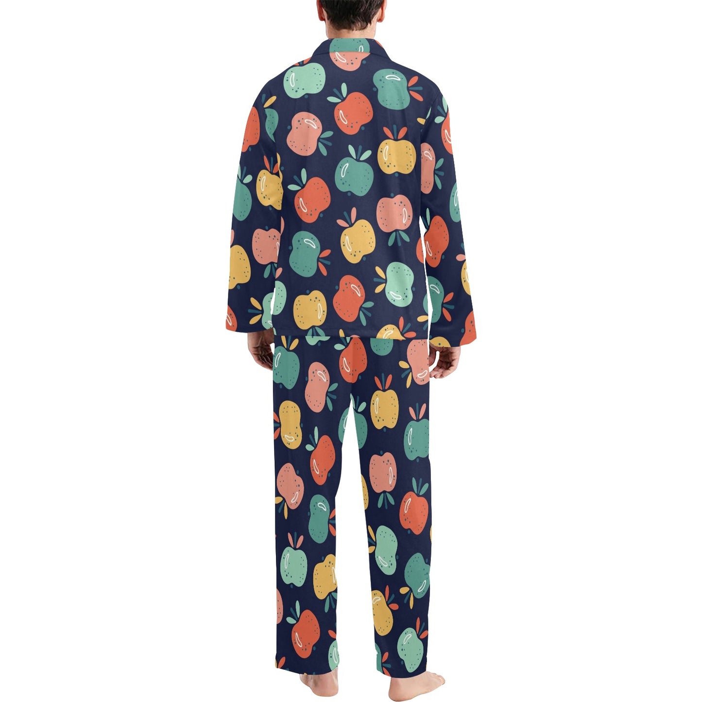 Apple Pattern Print Design AP09 Men's Long Pajama Set