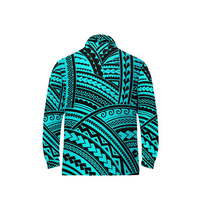 Polynesian Tribal Long Sleeve Polo Shirt For Men's