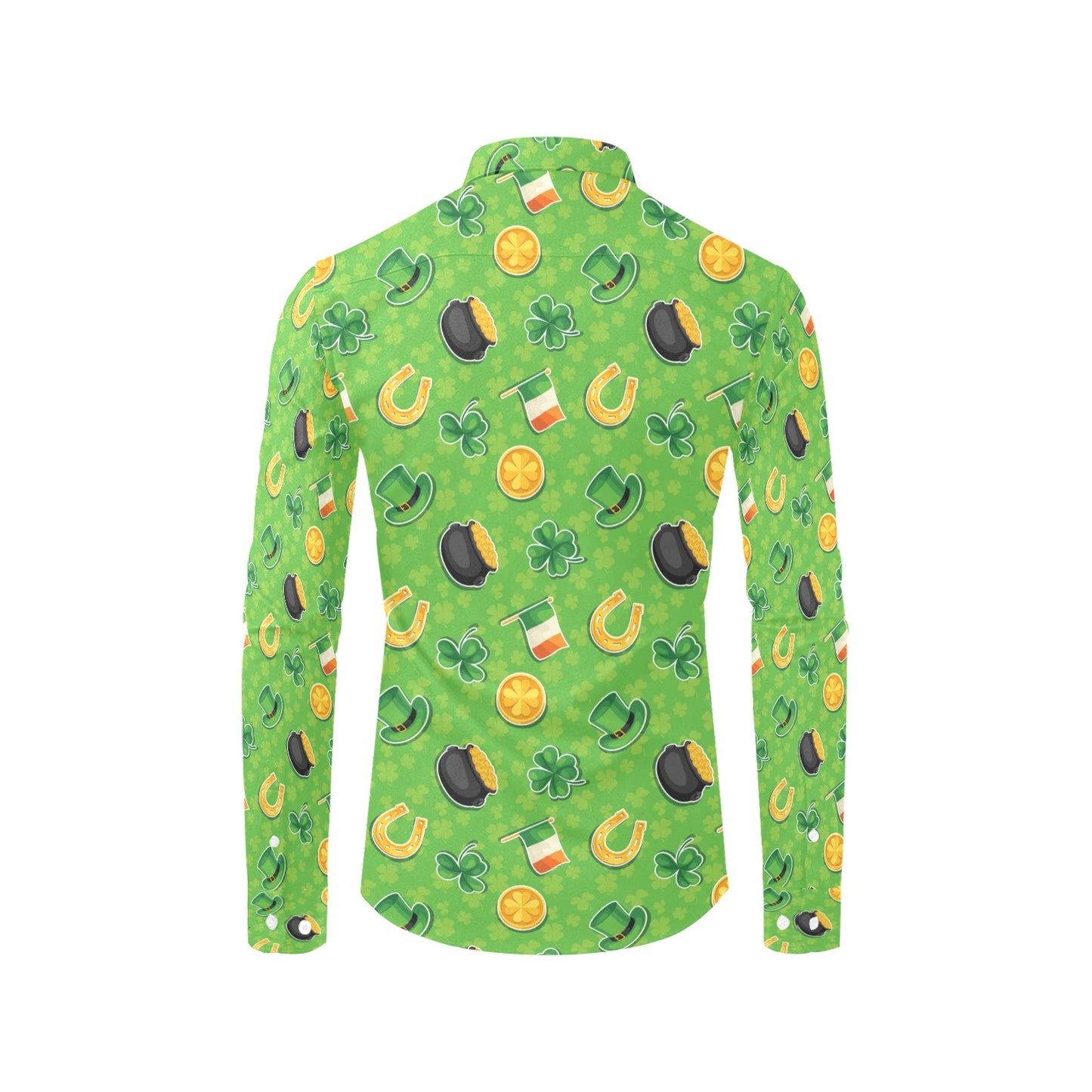 Shamrock Saint Patrick's Day Print Design LKS302 Men's Long Sleeve Dress Shirt