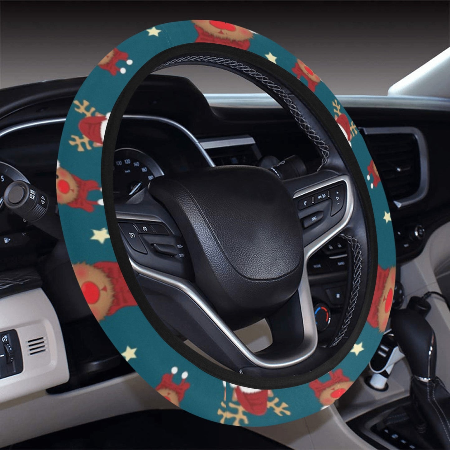 Reindeer Print Design LKS406 Steering Wheel Cover with Elastic Edge