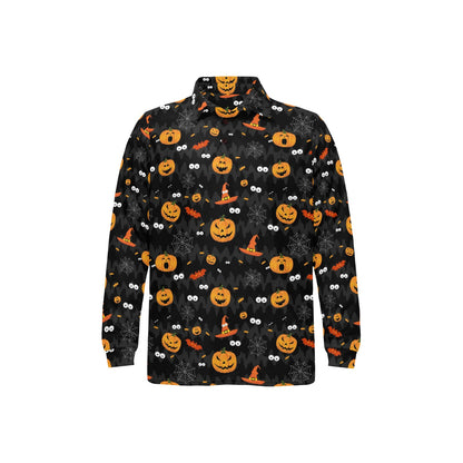 Halloween Print Design LKS405 Long Sleeve Polo Shirt For Men's