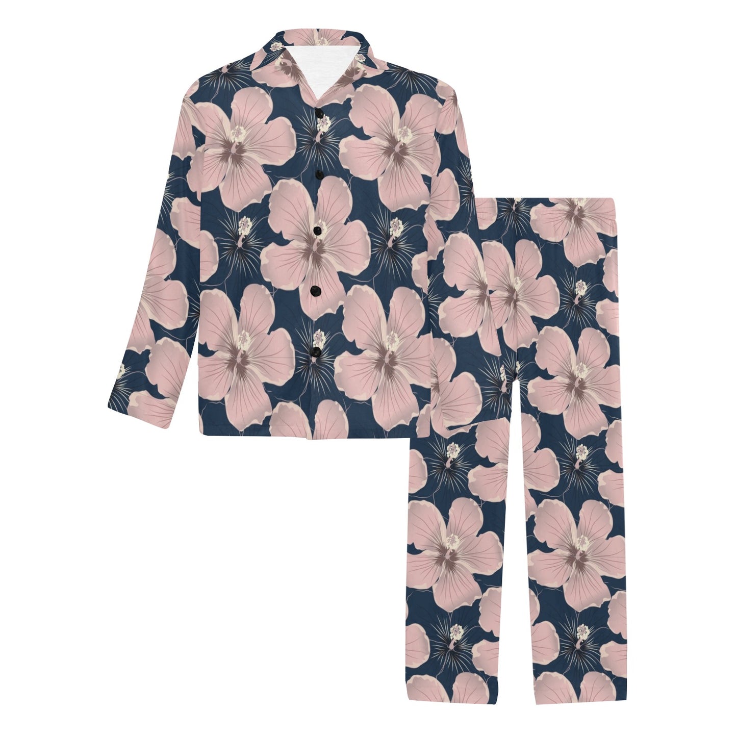 Plumeria Pattern Print Design PM018 Men's Long Pajama Set