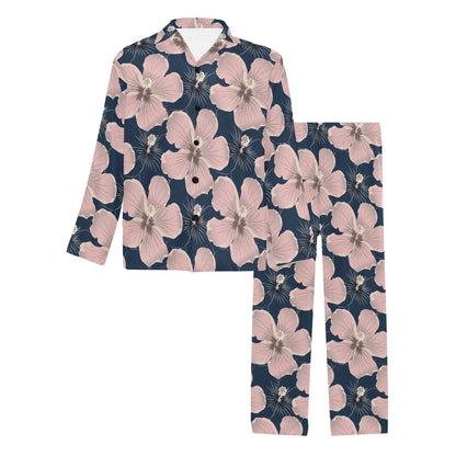Plumeria Pattern Print Design PM018 Men's Long Pajama Set